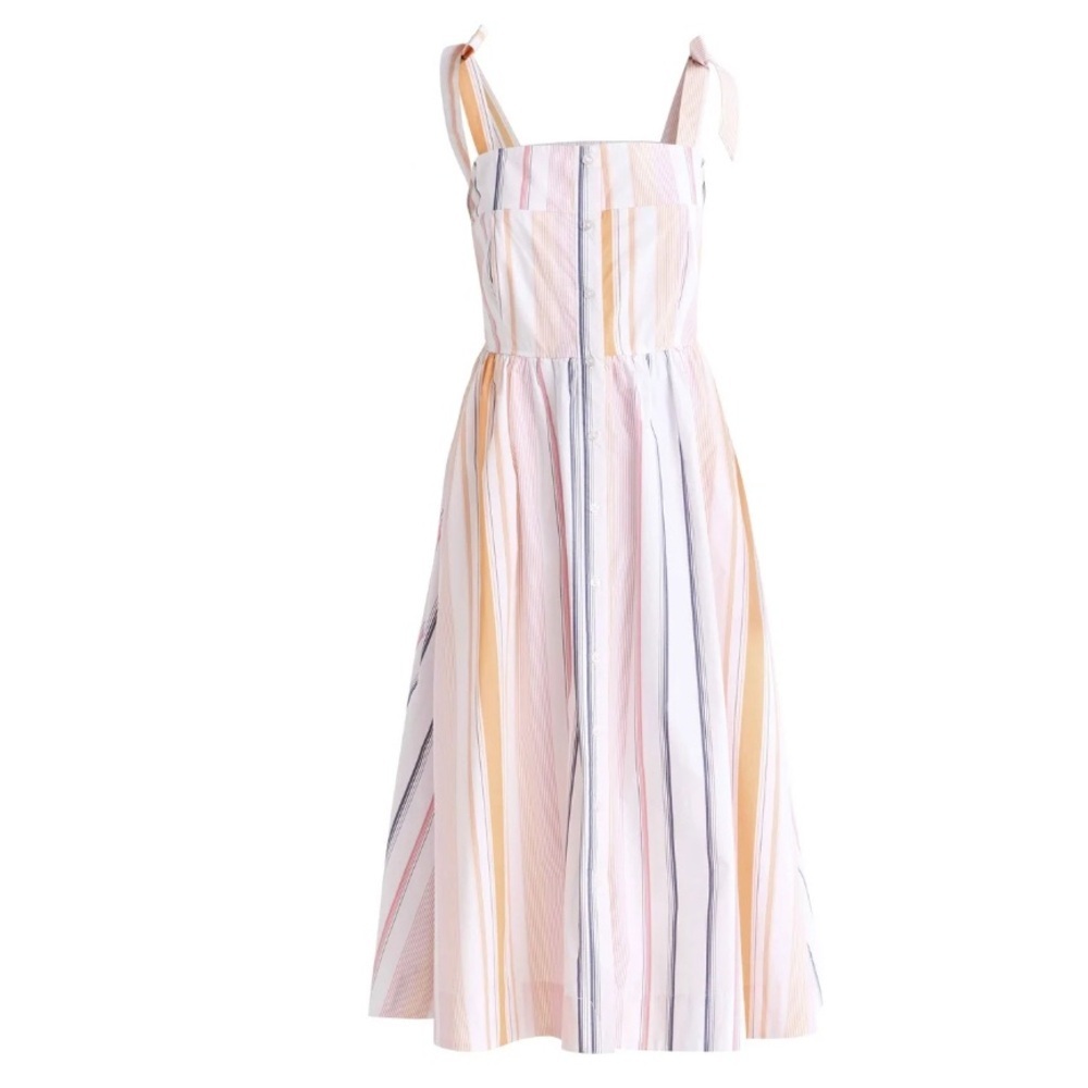 FREE ASSEMBLY PLUS SLEEVELESS COTTON STRIPE TIE SHOULDERS ORANGE PEEL DRESS 3X